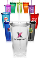 16 oz. Double Wall Acrylic Tumblers With Straws | PG161