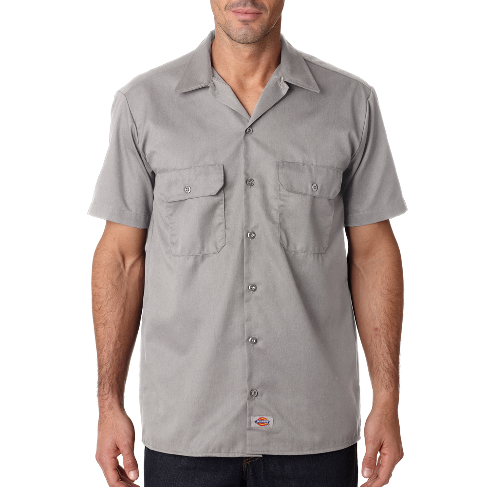 Men's DICKIES 1574 Short sleeve work shirt w/extra long tail DARK BROWN ...