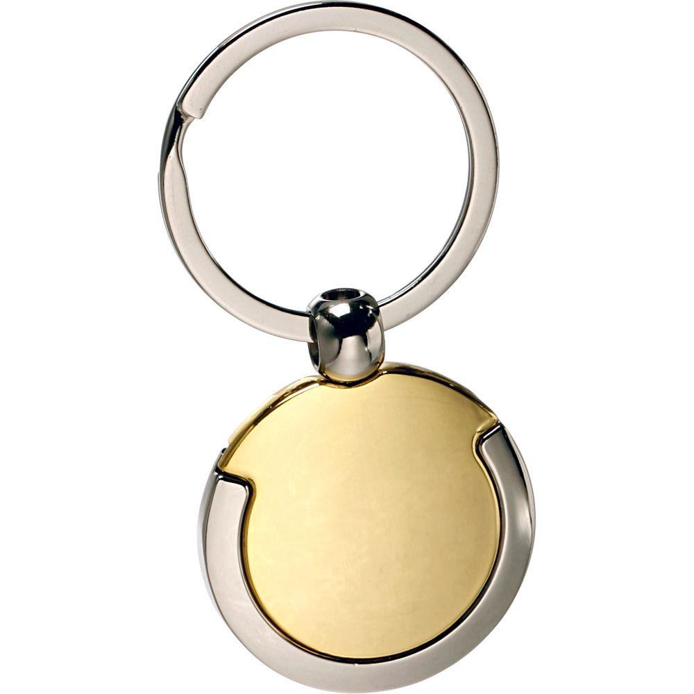 Personalized Gold & Silver Round Keychains KEY136 DiscountMugs