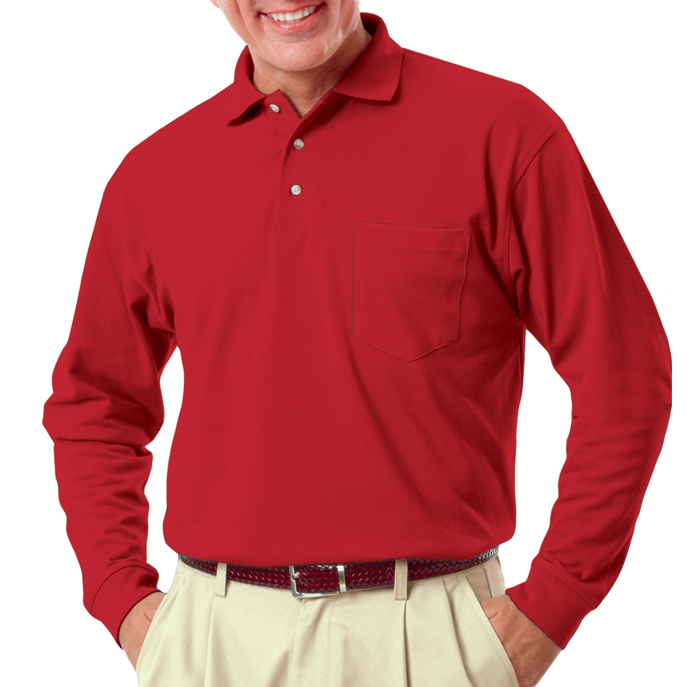 red long sleeve polo shirt mens