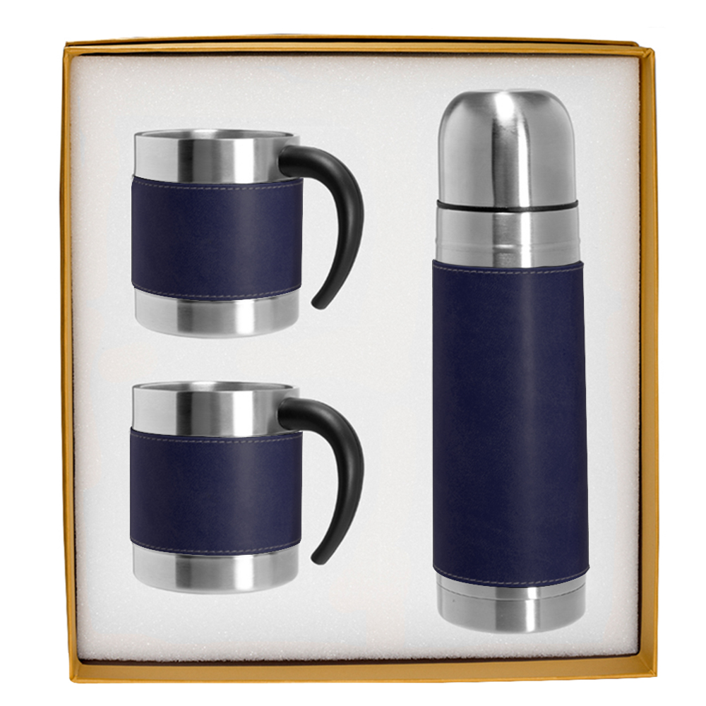 Custom Tuscany™ Stainless Steel Thermos & Coffee Cups Gift Set