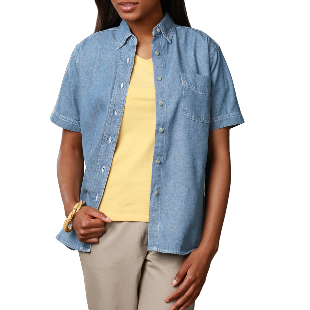 women's short sleeve denim shirts