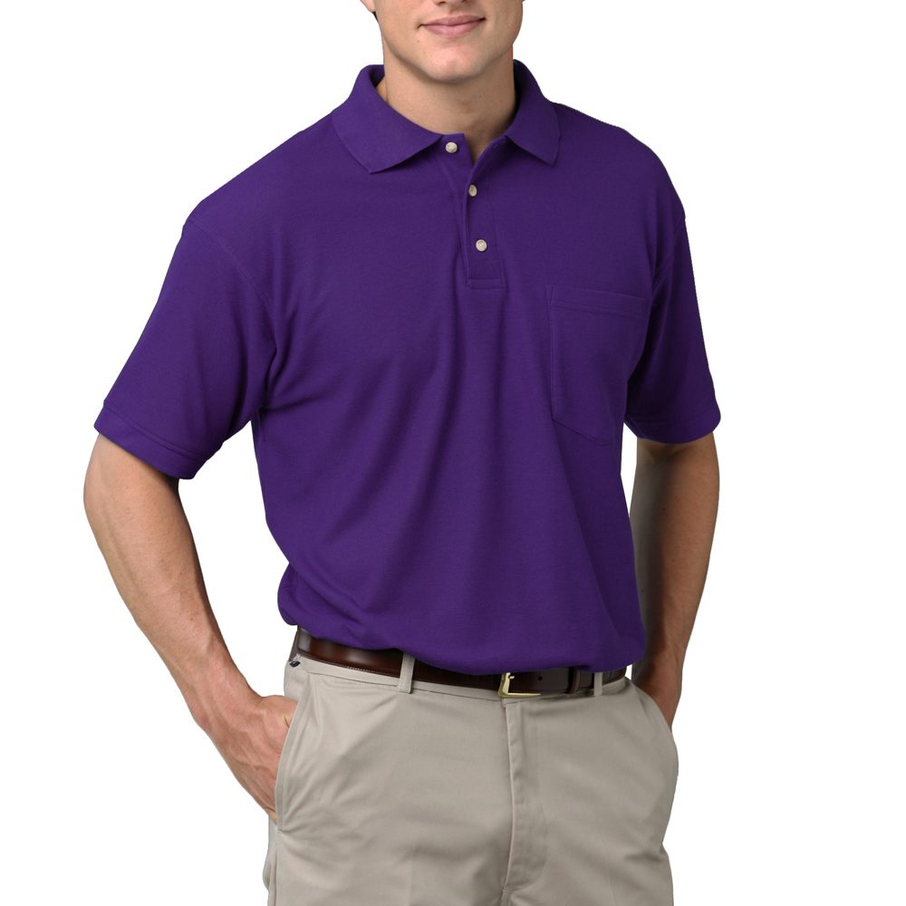 purple polo shirt with pocket