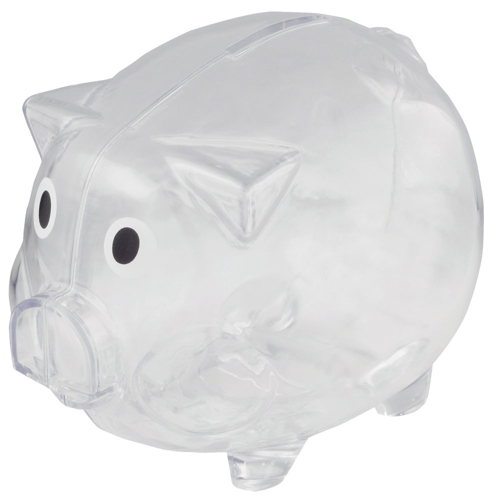 Printed Clear Plastic Piggy Banks | SM3250 - DiscountMugs