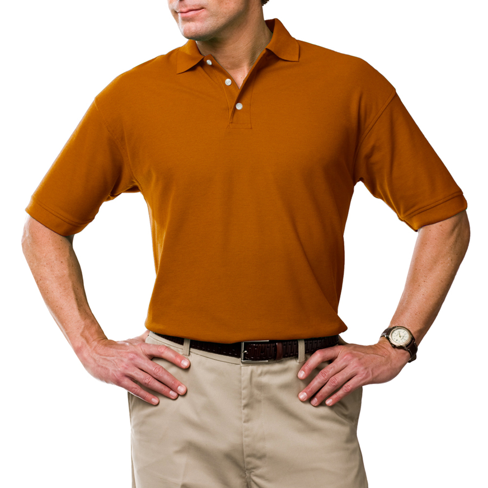 brown and orange polo shirts